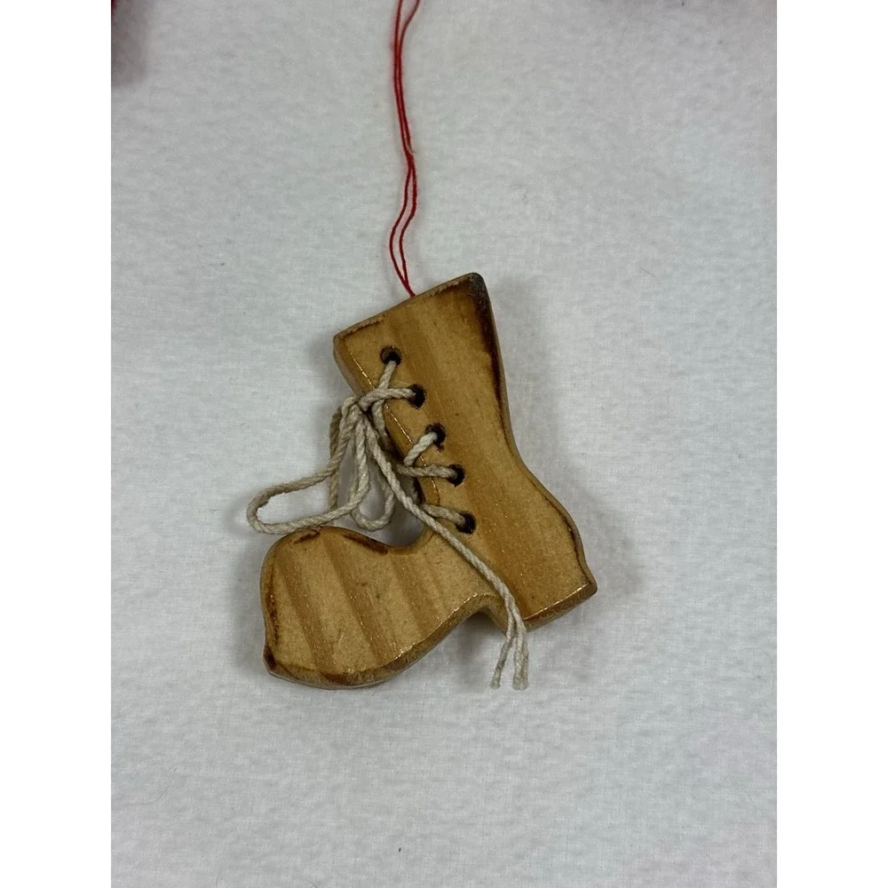 Wooden Christmas Ornaments Teddy Bear Heart German Gingerbread Lot Of 6 Country